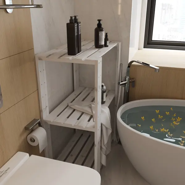 Стеллаж деревянный  БОР 1 в ванной