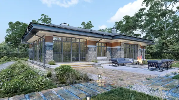 Проект одноэтажного дома в стиле Райта