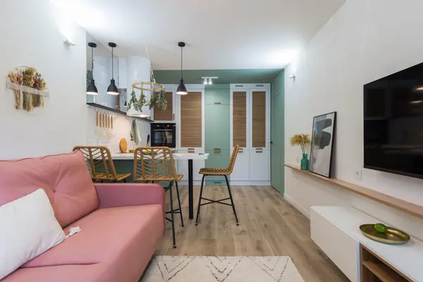 Комната: кухня, гостиная и спальня - ремонт для телепроекта