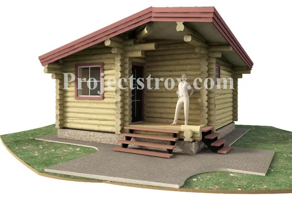 Баня из бревна 6х6 м одноэтажная