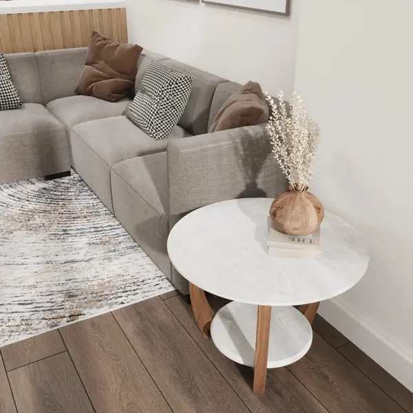 Журнальный столик ДОМОВОЙ белого цвета в гостиной