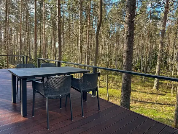 Каркасный дом в сосновом лесу