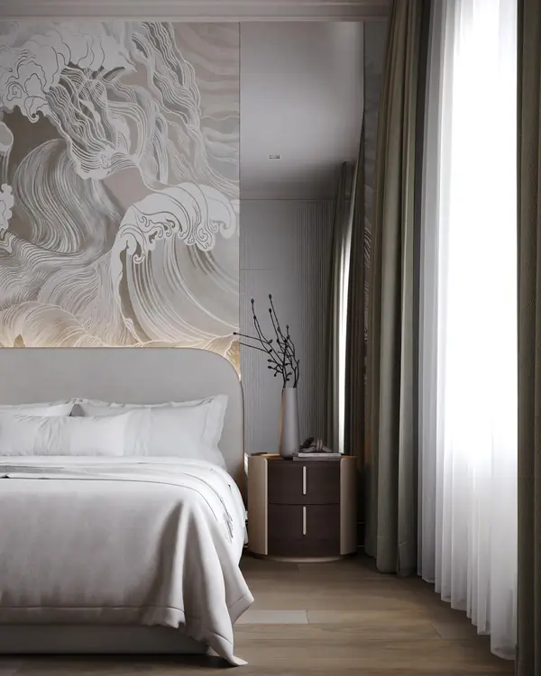 Спальня, рабочая зона и зона отдыха