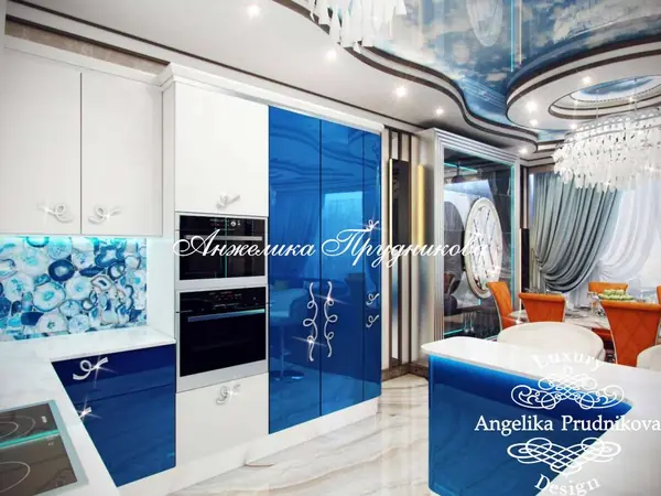 Яркий интерьер кухни в стиле Ар-Деко в ЖК Миракс Парк