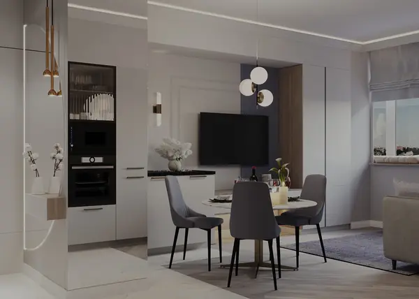 ЖК Статус г. Иваново, Дизайн-проект квартиры 47 м2, Кухня-гостиная