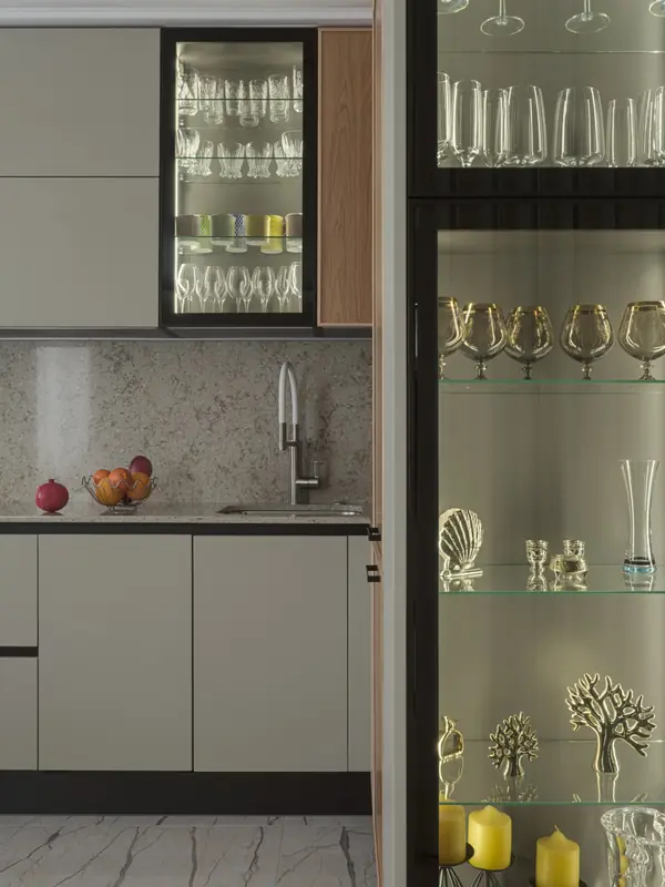 Кухня в светлых тонах для проекта в современном стиле