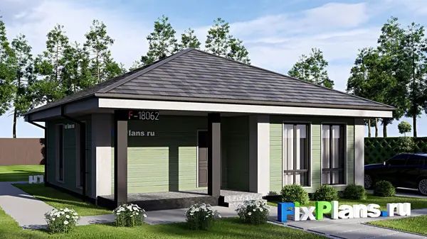 Проект одноэтажного дома 10х10м S74м2 F-18062