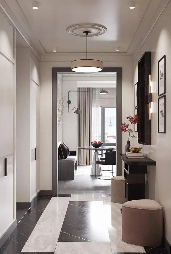 Монохромный интерьер с яркими акцентами