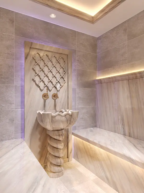 Проект турецкая баня (хамам) с аркой и курной на пьедестале