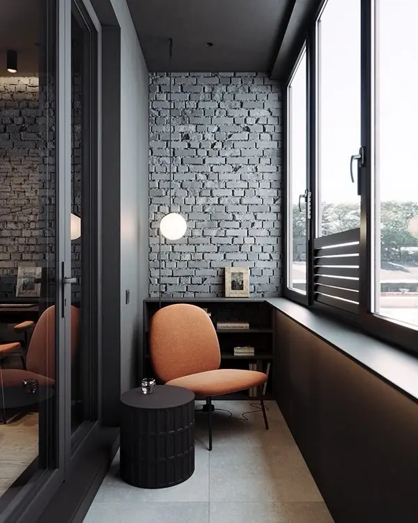 Акцентная стена фактурной штукатуркой под кирпич в сочетании с матовыми стенами