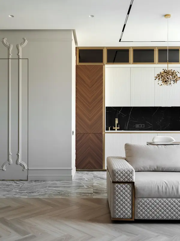 Дизайн проект квартиры 95 м2  ЖК "  Richmond Residence ". Гостиная