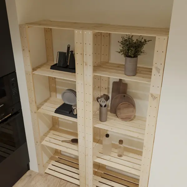 Стеллаж деревянный БОР 2 / Стеллажная система в