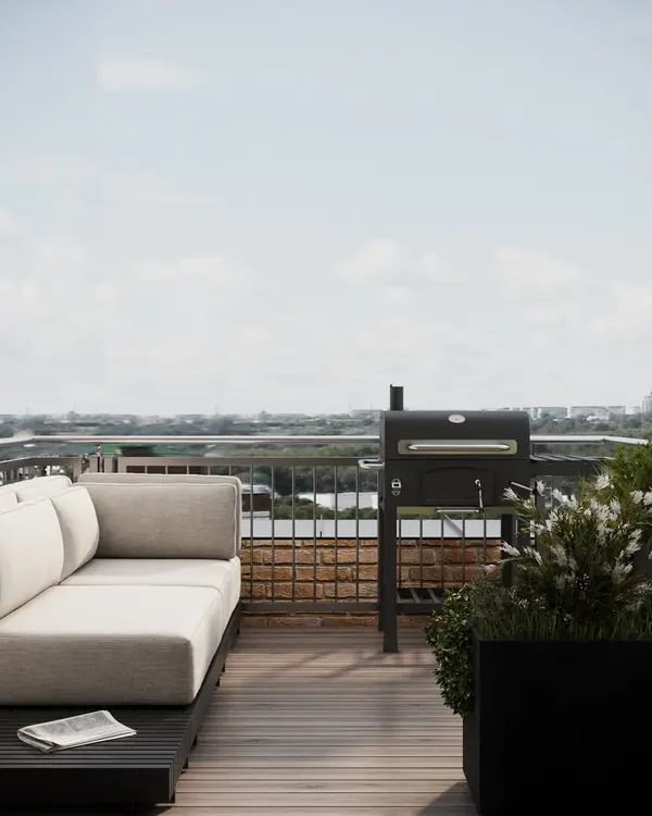 Монохромная квартира с террасой.