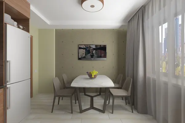 Кухня в серо-оливковых тонах