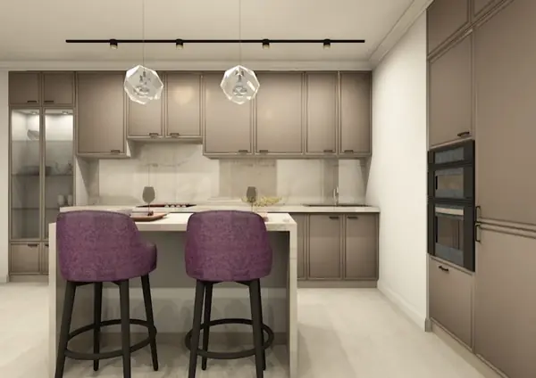 Гостиная-кухня в стиле неоклассика