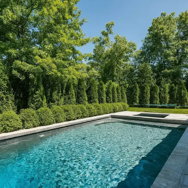 Проект зоны отдыха в частном саду с бассейном