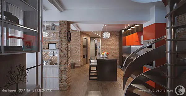 Яркий лофт для молодой семьи