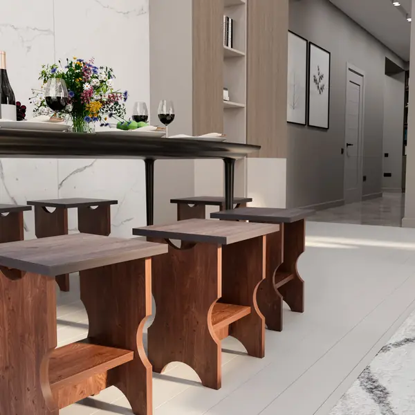 Табурет-столик 2 в 1 ЧАЙНЫЙ в столовую цвет / темный