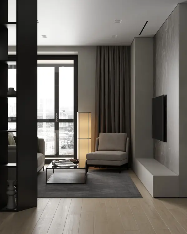 ЖК «Зенит», современный интерьер квартиры, построенный на контрастах