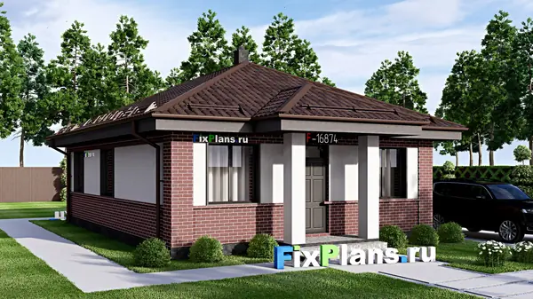 Проект одноэтажного дома 9х12м S74м2 F-16874