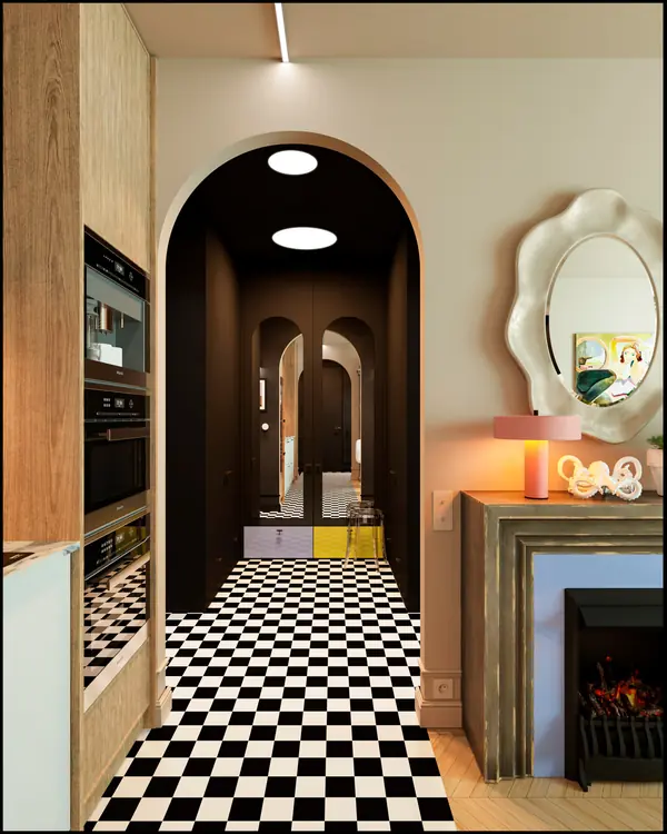 Необычная яркая современная классика на 60 м2 в квартире от ПИК