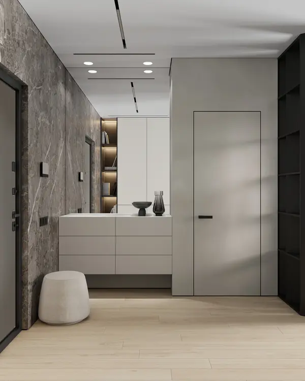 ЖК «Зенит», современный интерьер квартиры, построенный на контрастах