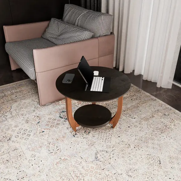 Журнальный столик ДОМОВОЙ черного цвета в гостиной