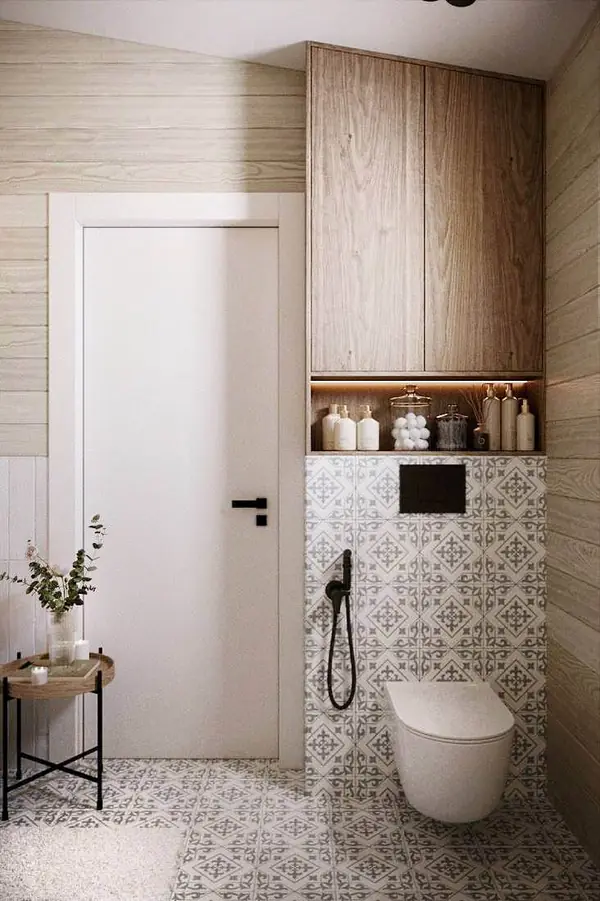 Дизайн ванной комнаты в доме из бруса