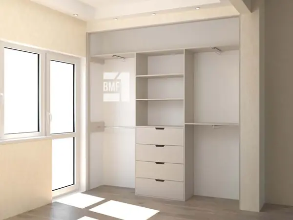 Бежевый шкаф-купе в спальню