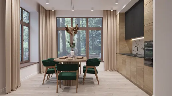 Кухня-гостиная в частном доме