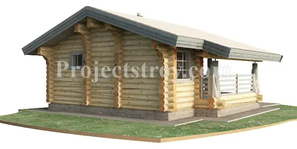 Проект бани из бревна ручной рубки 6.5 х 7.5 м