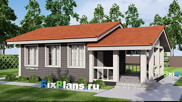 Проект одноэтажного дома 8х12м S70м2 F-14876