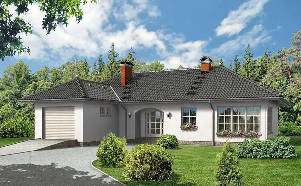 Проект одноэтажного дома с гаражом - 154 кв.м. (3 просторные спальни).