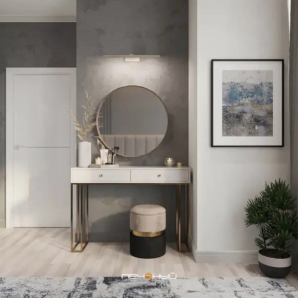 Серо-синий современный интерьер