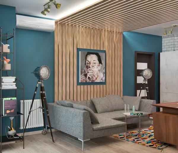 Интерьер трёхкомнатной квартиры. Лофт.