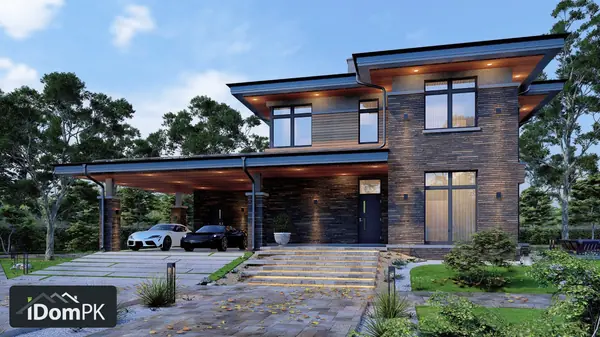 Проект двухэтажного дома в стиле Райта