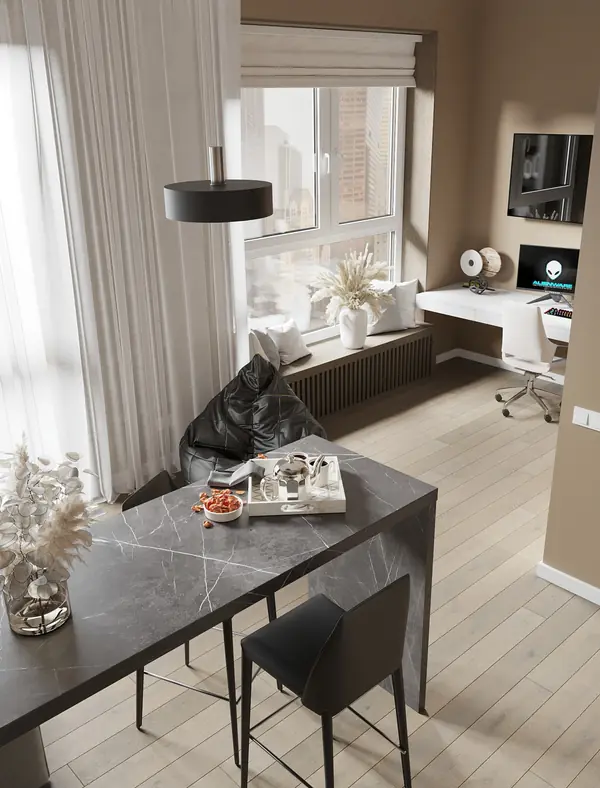 Современный интерьер для молодой семьи в квартире 36 м²