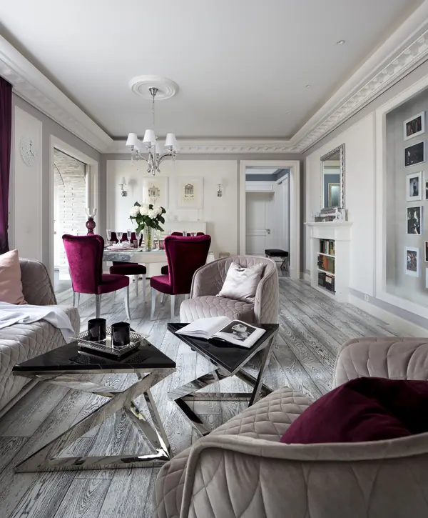 Дизайн гостиной-столовой для Ирины Салтыковой - рукописи не горят