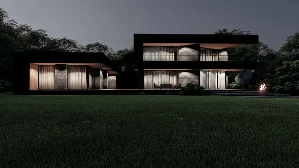 Архитектурный проект коттеджа со зданием SPA