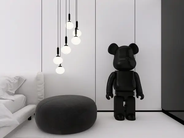 Белая спальня в стиле минимализм. Основная чертами этой спальни это большая гар