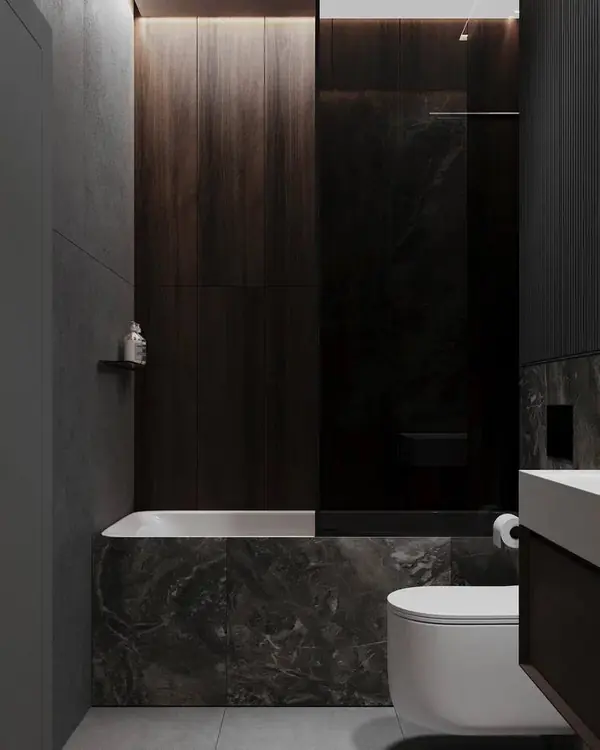 Стильный санузел с элементами мрамора