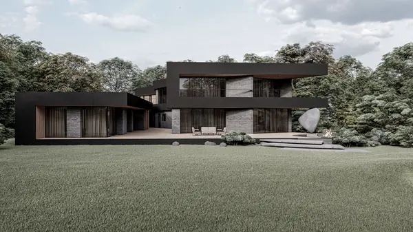 Архитектурный проект коттеджа со зданием SPA