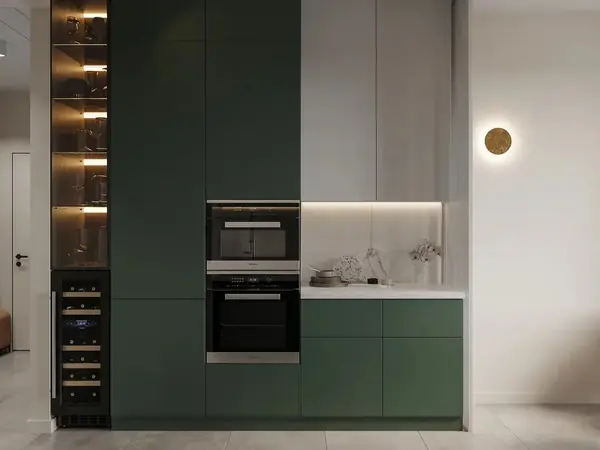 Двухкомнатная квартира 54  м² в оливковых и песочных оттенках