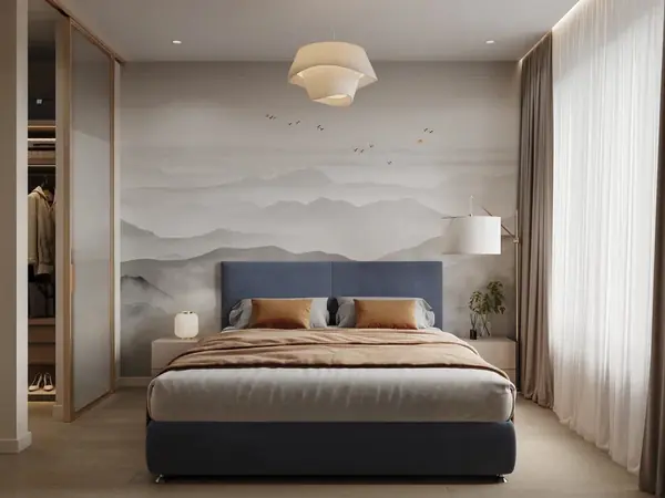 Двухкомнатная квартира 54  м² в оливковых и песочных оттенках