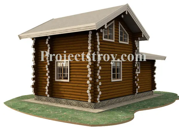 Проект бани из оцилиндрованного бревна под дикий сруб