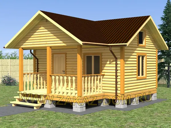 Проект одноэтажной бани из бруса (6х6 м) : Б-106