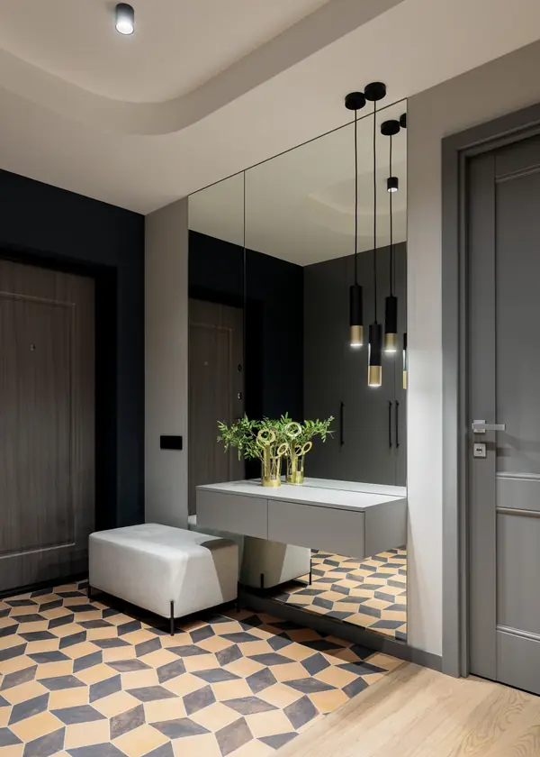 Квартира с синей кухней и детской комнатой