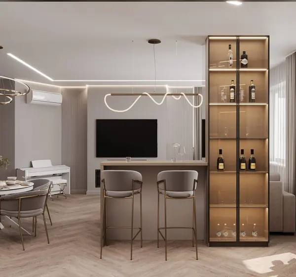 Проект кухни-гостиной ЖК Каскад