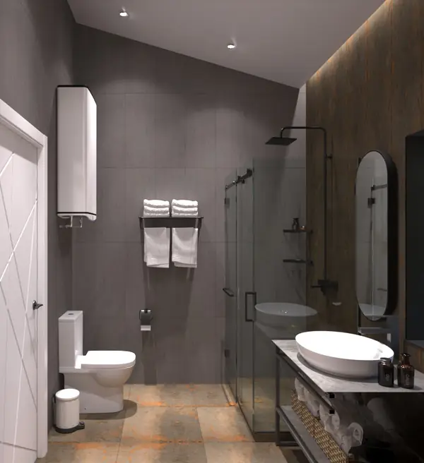 Визуализация санузла для проекта гостевого дома барнхауз