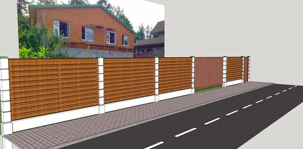 Проект забора LaBeton в Коммунарке под фасад из мет. сайдинга.